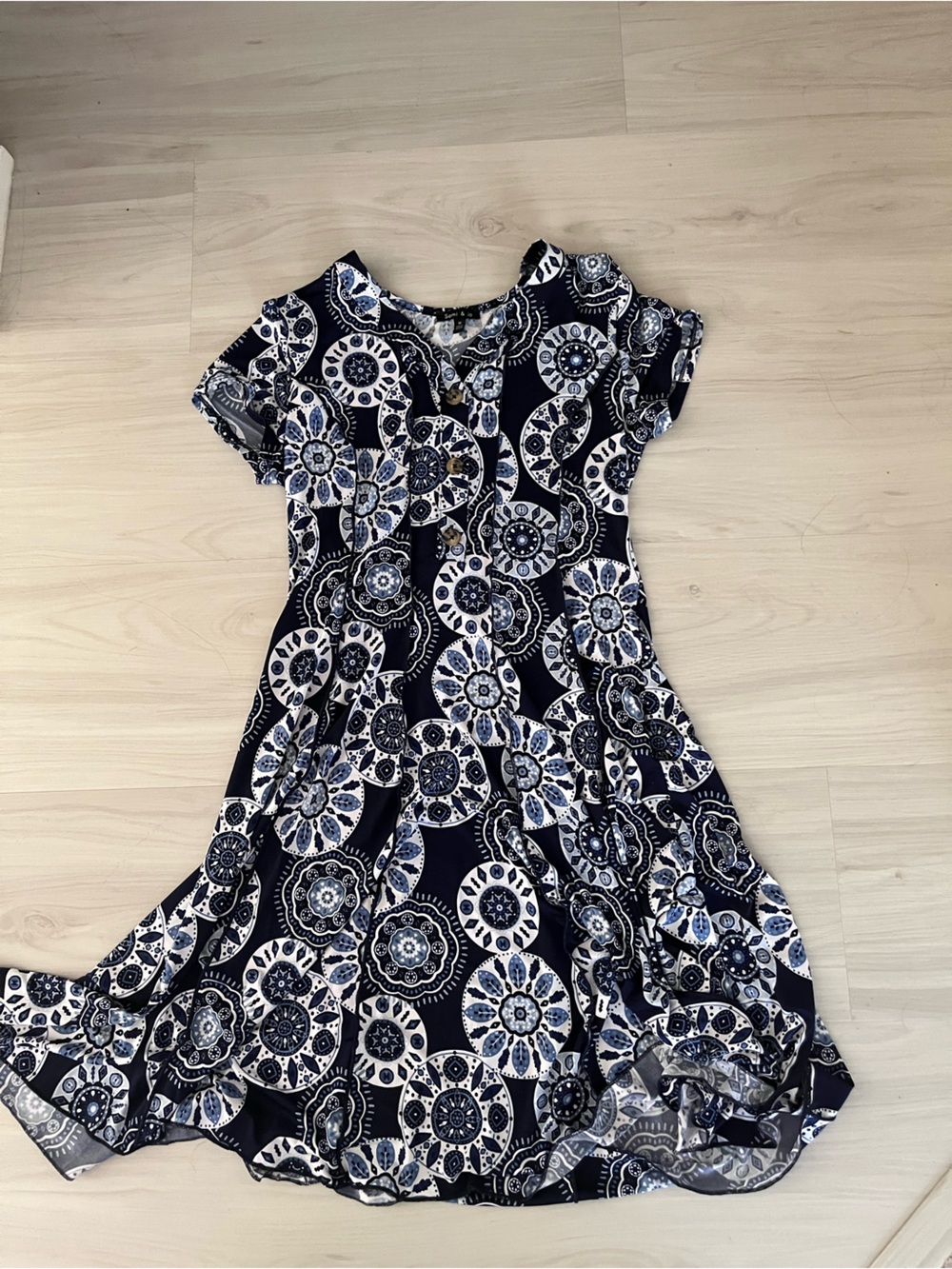 Sami & Jo Navy, White and Blue Medallion Midi Dress